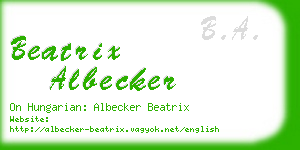 beatrix albecker business card